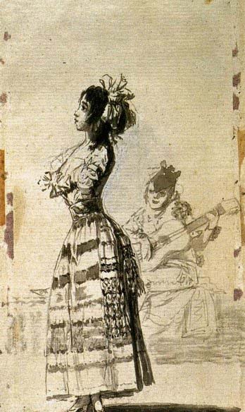 Francisco de goya y Lucientes Girl Listening to a Guitar